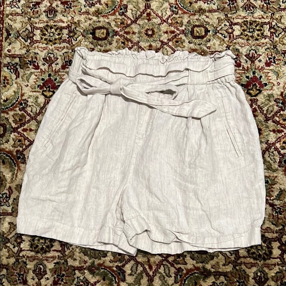 Mango Casual Paperbag Linen Shorts Size XS